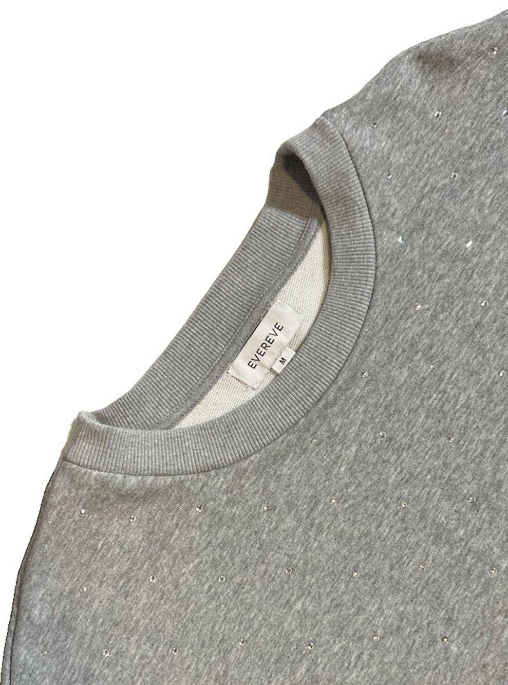 Evereve Women’s Gray All Over Rhinestone Pullover Sweater SZ M